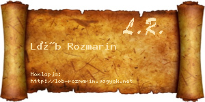 Löb Rozmarin névjegykártya
